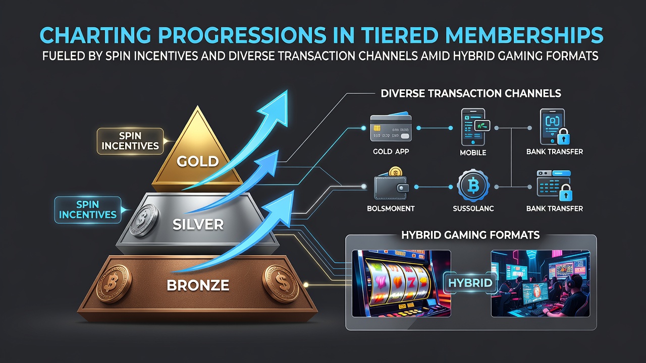 Visualization of tiered membership progressions with spin incentives across hybrid gaming platforms