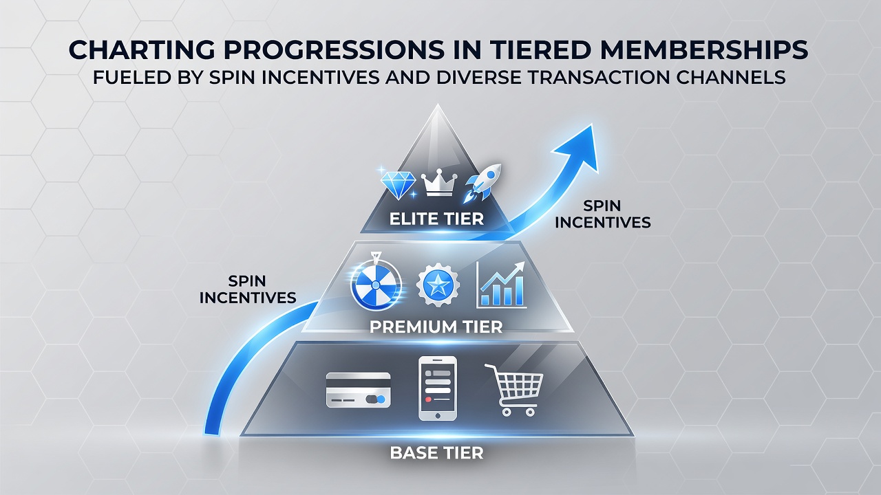 Illustration showing diverse transaction channels supporting hybrid gaming and loyalty tier advancements