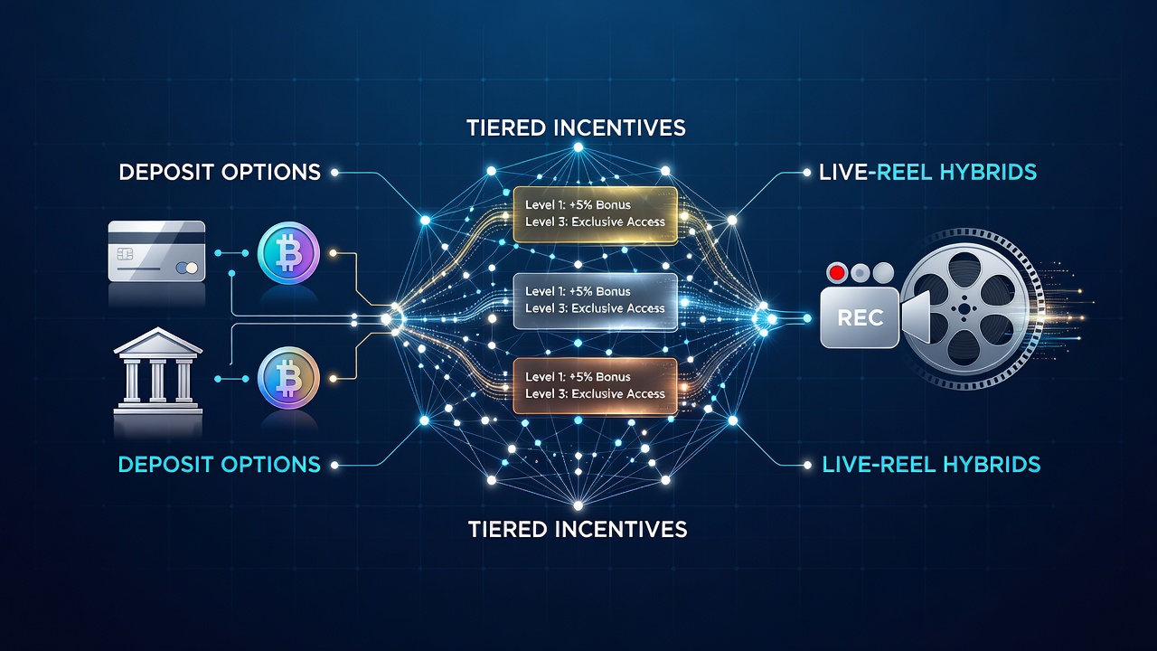 Live-reel hybrid interfaces showing jackpot access shaped by cross-platform incentives