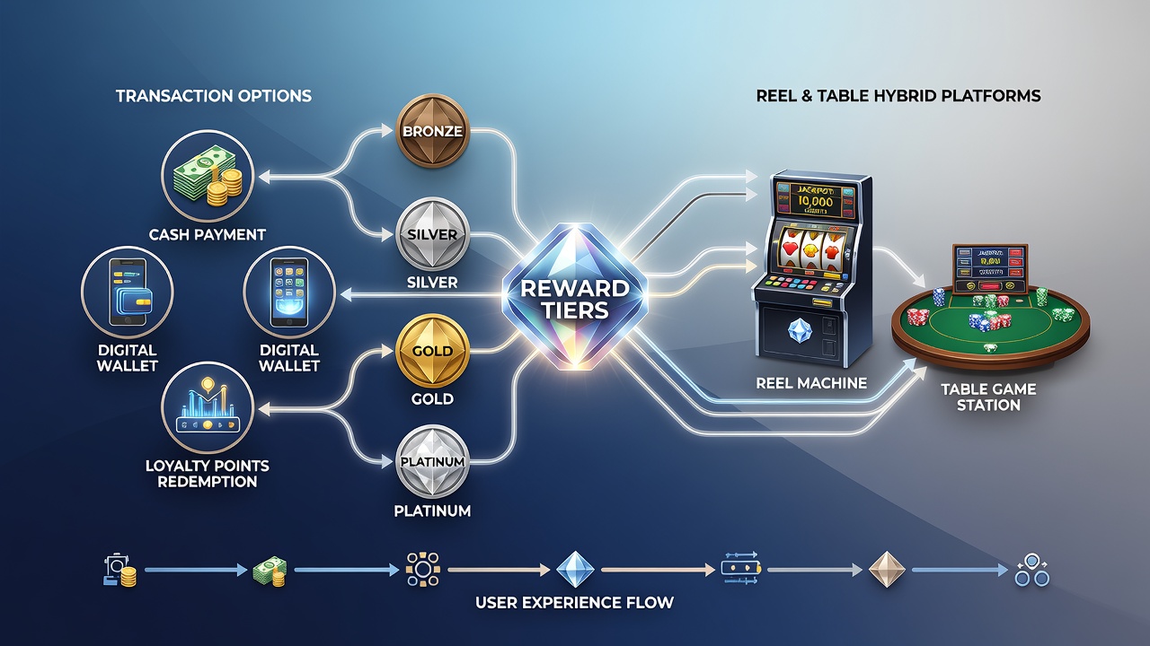 Detailed view of VIP tier benefits including instant payouts and exclusive banking tools on a reel and table hybrid platform