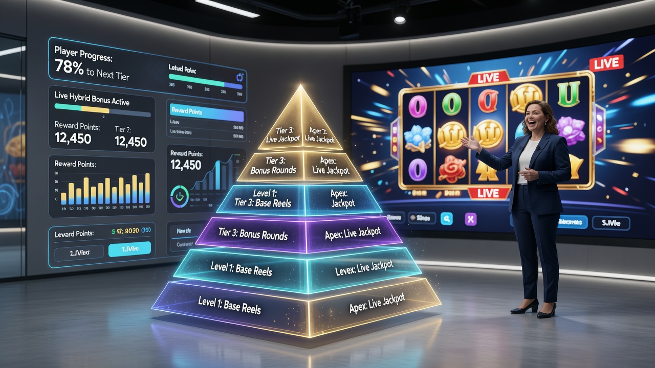 Hybrid live dealer slot interface displaying real-time reward tracking and expedited transfer confirmations