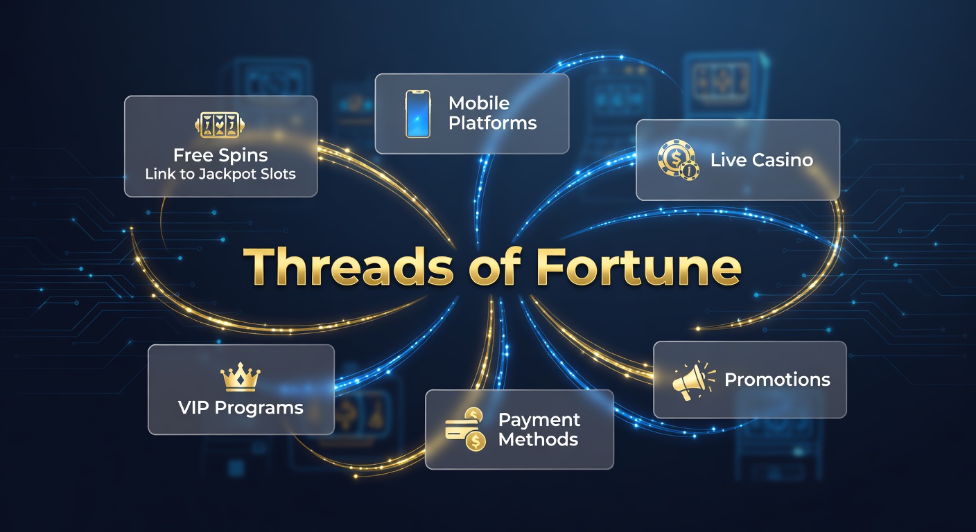 Vibrant slot reels spinning with golden threads connecting free spin icons to jackpot symbols, evoking interconnected wins across digital casino landscapes