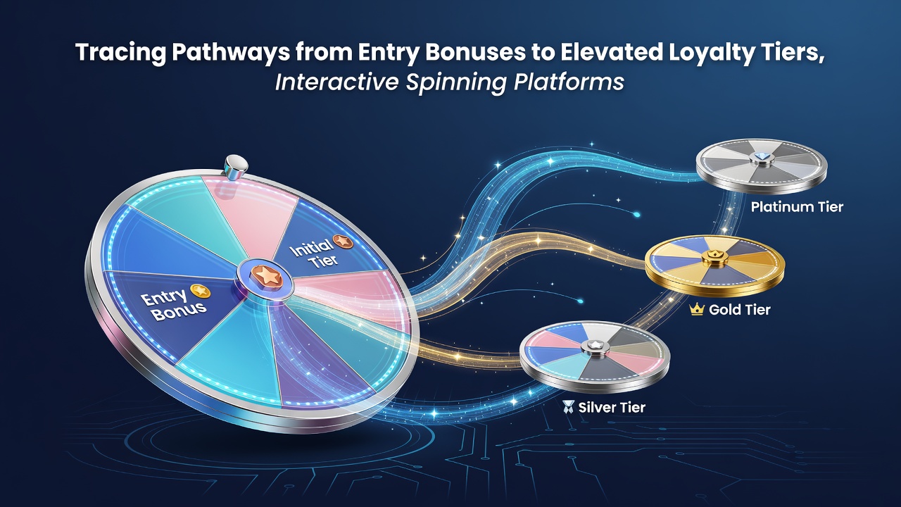 Pathway illustration showing progression from welcome bonuses through tiered rewards in online slot platforms