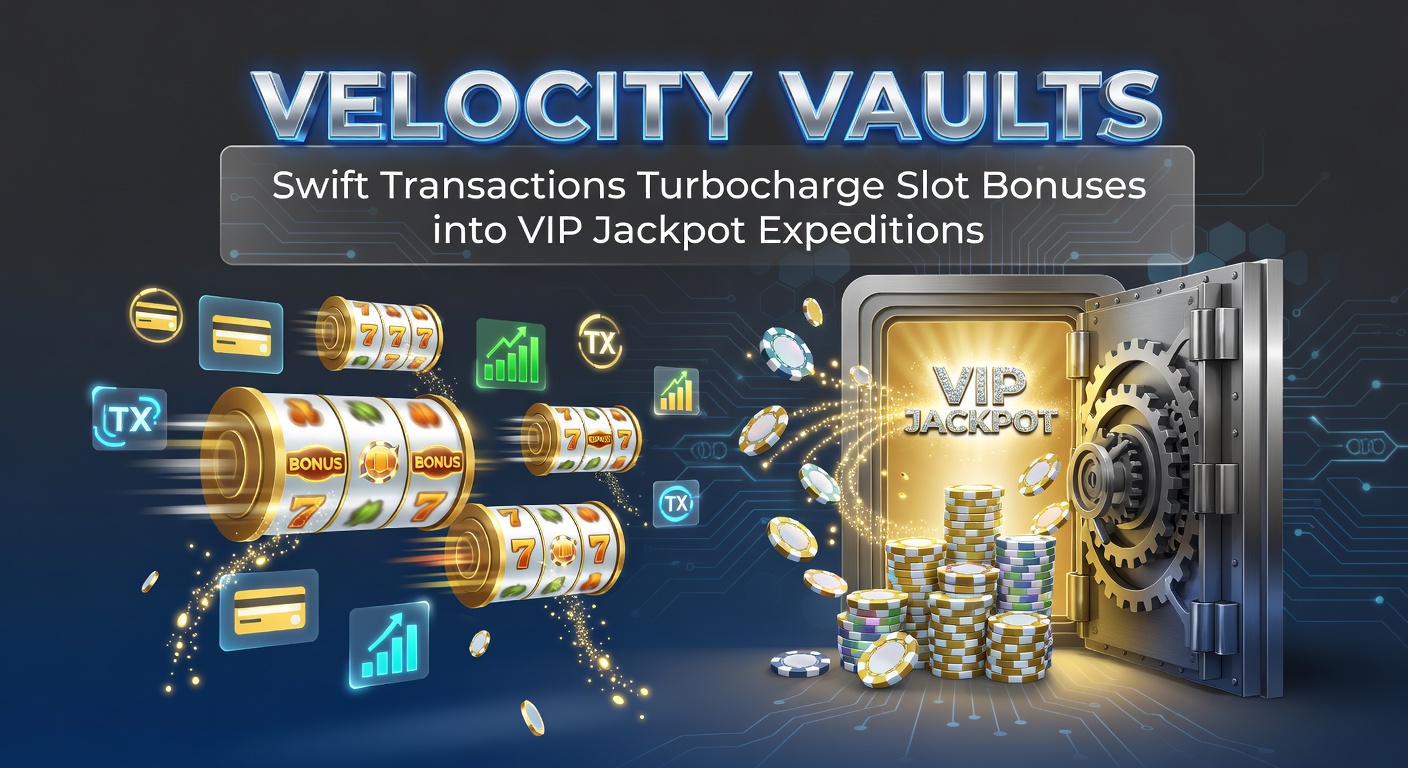 Dynamic illustration of speeding slot reels with golden coins and vault doors bursting open amid lightning-fast transaction streams