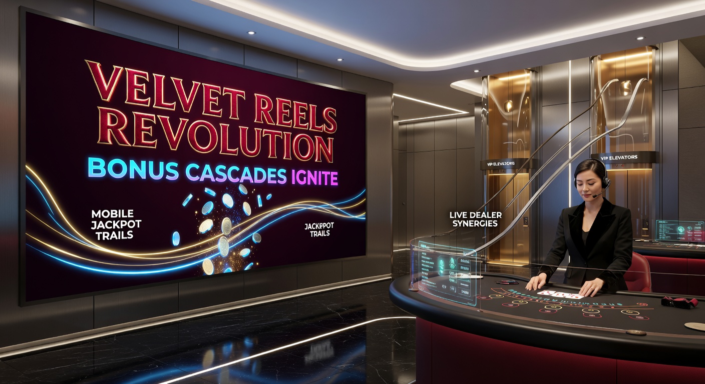 Vibrant velvet reels cascading with bonus symbols, mobile screens glowing with jackpot trails, and live dealer interfaces merging seamlessly